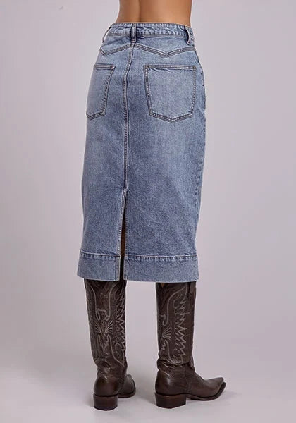 Stetson Midi Vent (Light Wash) - Women's Skirt