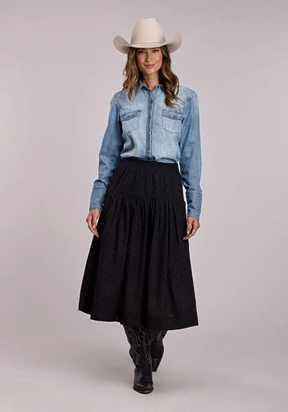 Stetson 2916 Lawn Eyelets (Black) - Women's Skirt