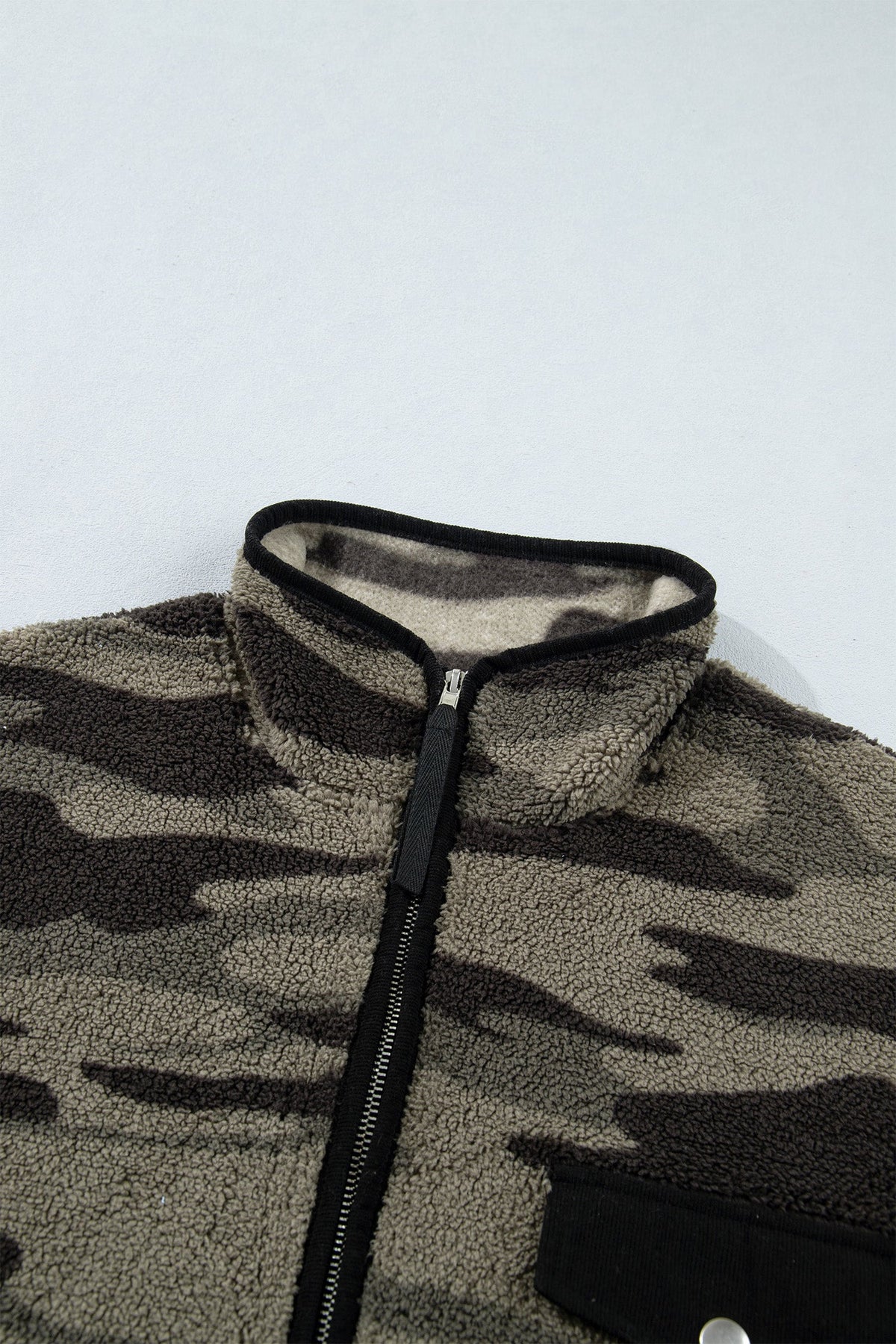 Camo Fleece Kangaroo Pocket Half Zip Sweatshirt