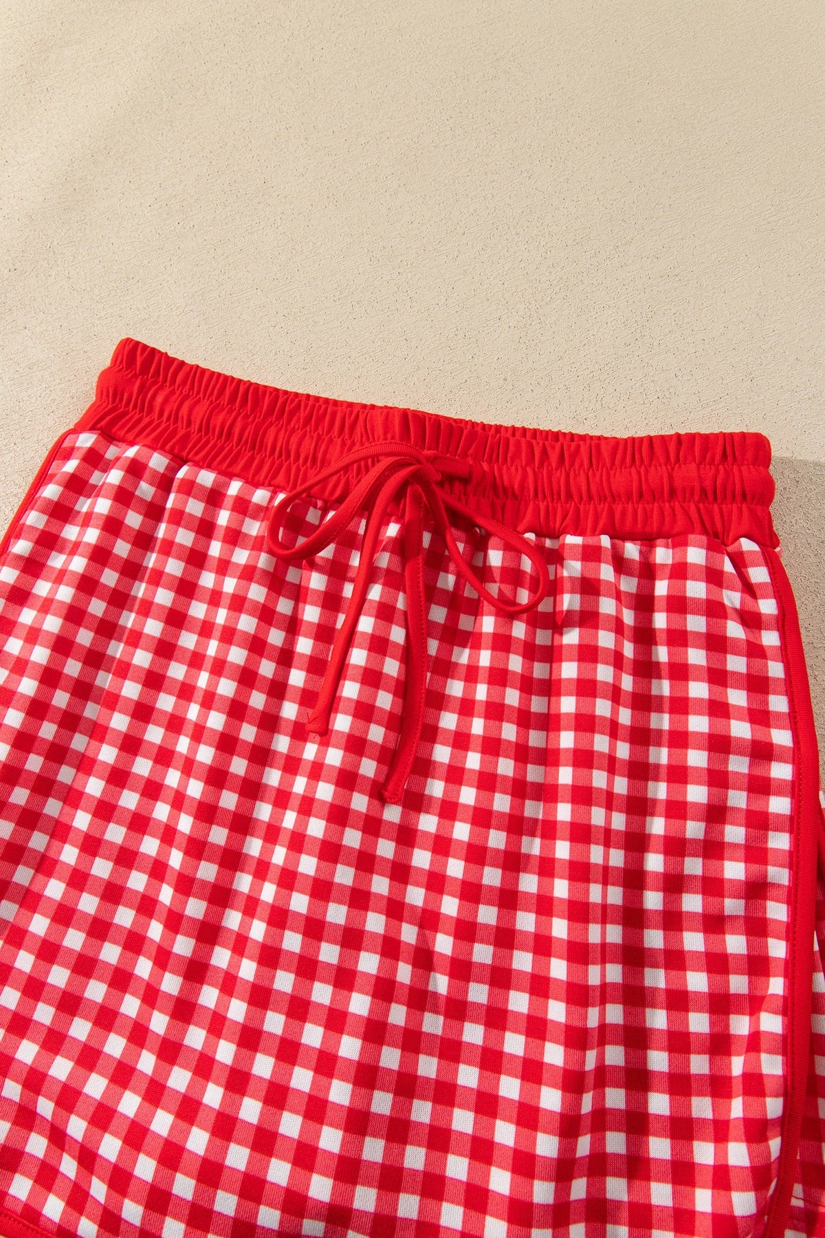 Gingham Contrast Trim Oversized Top & Skort Set