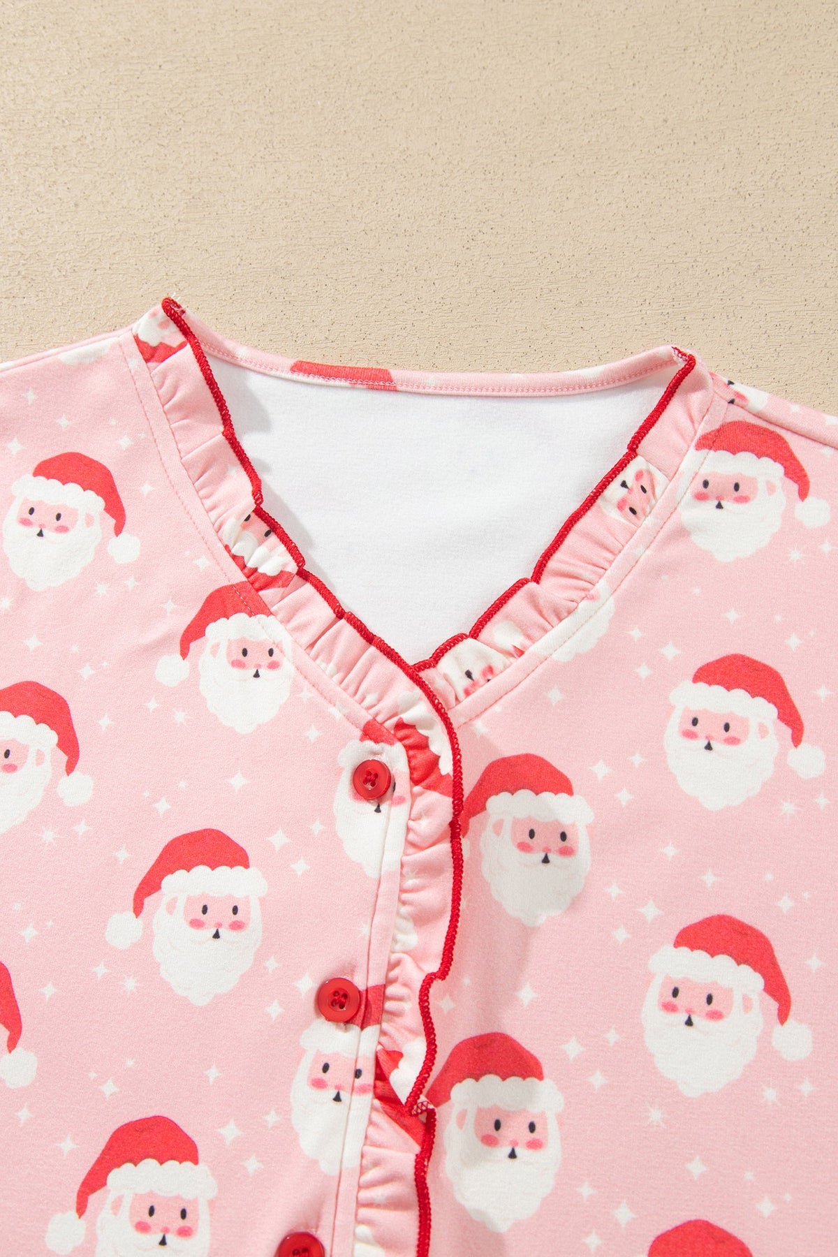 Christmas Santa Frilled Buttoned Top & Pants Set