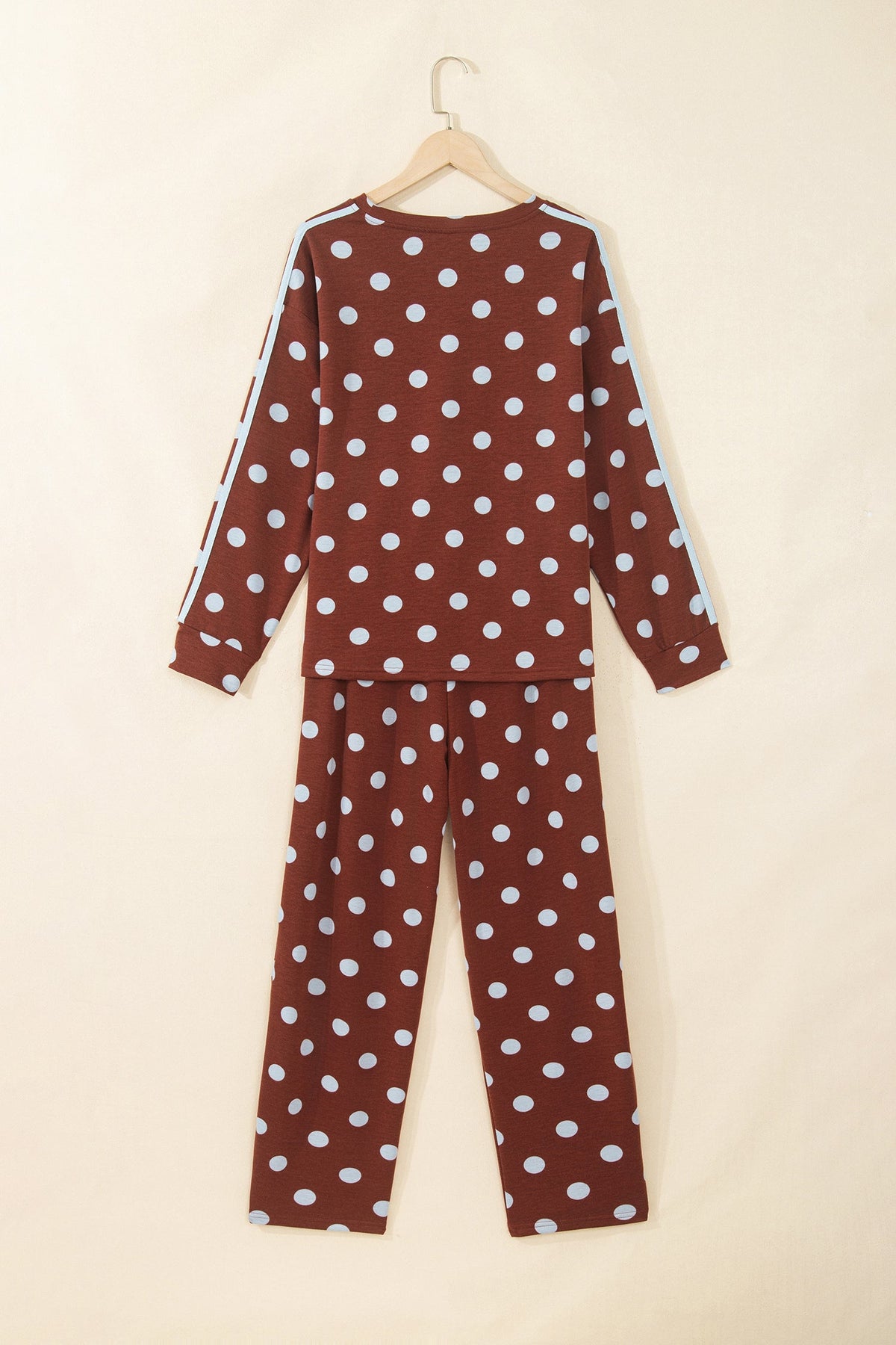 Polka Dot Side Stripe Long Sleeve Top & Pant Set