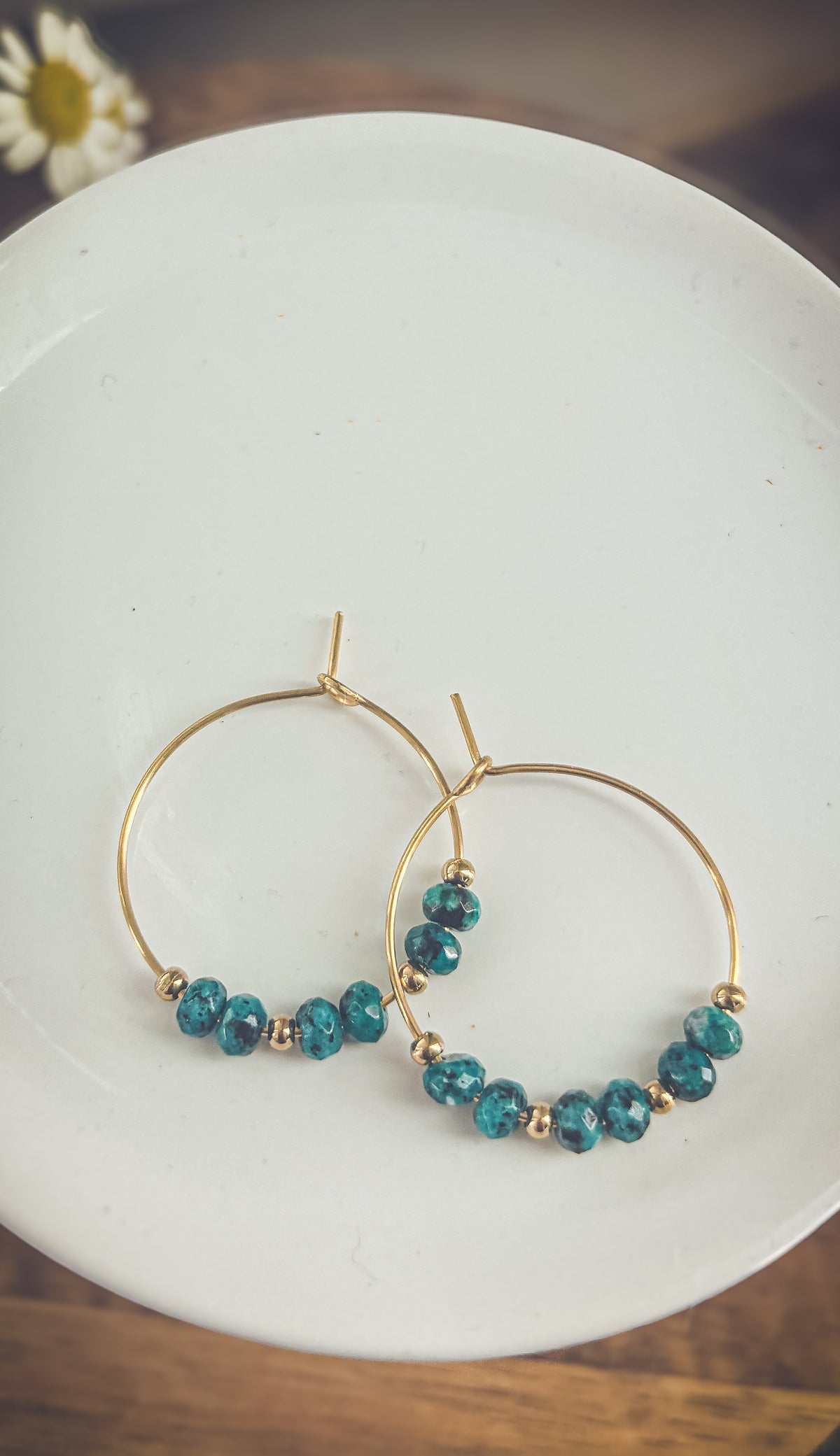Beautiful Turquoise Stone Hoop Earrings