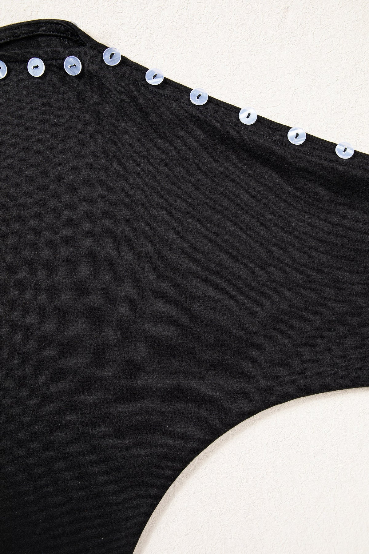 Solid Buttoned Off Shoulder 3/4 Sleeve Top