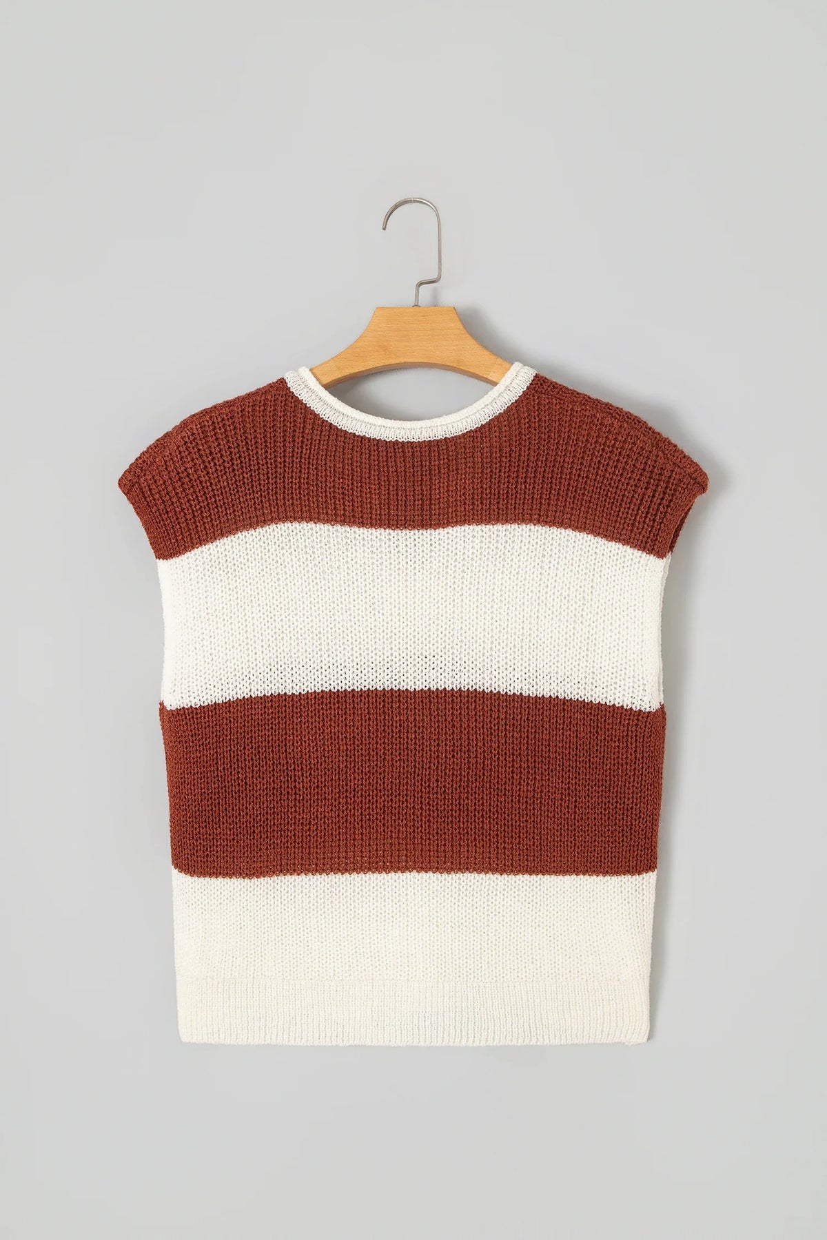 Stripe Colorblock V-Neck Short Sleeve Knit Top