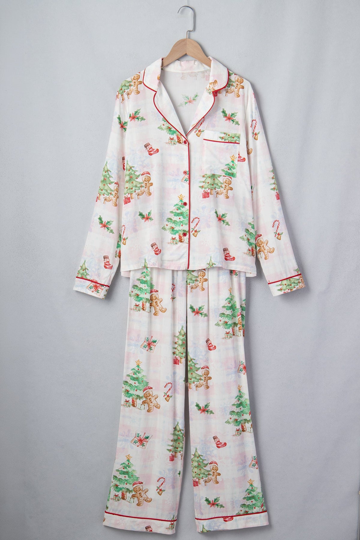 Christmas Plaid Gingerbread Top & Pants Pajama Set