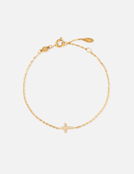 Dainty Gem Cross Link Bracelet