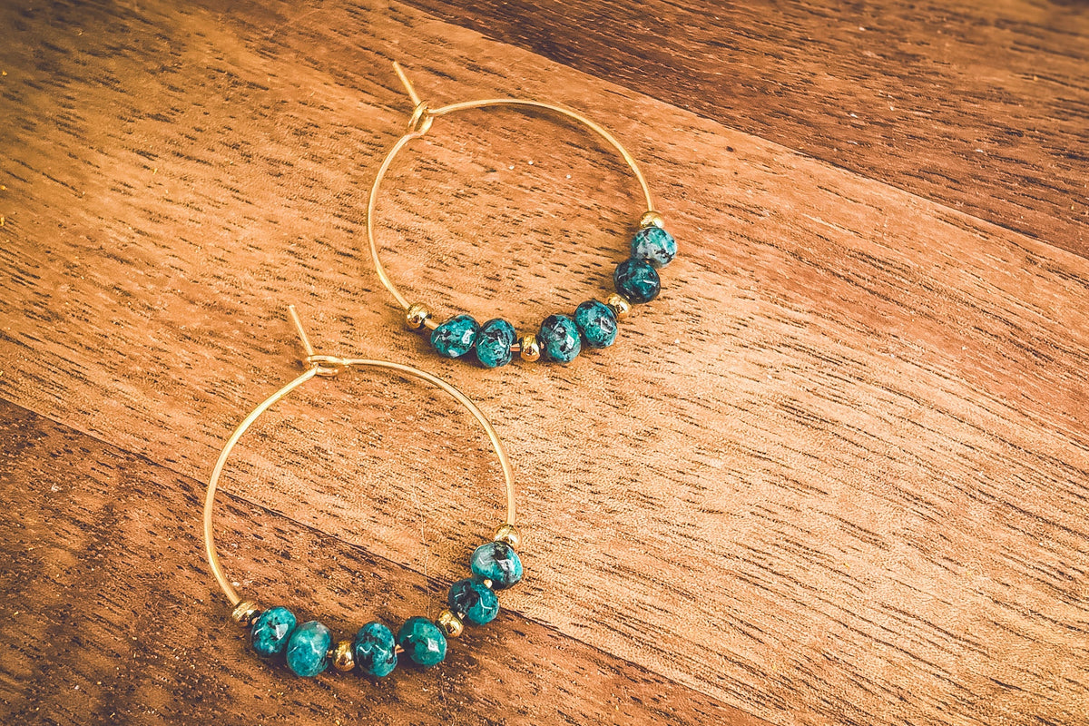 Beautiful Turquoise Stone Hoop Earrings