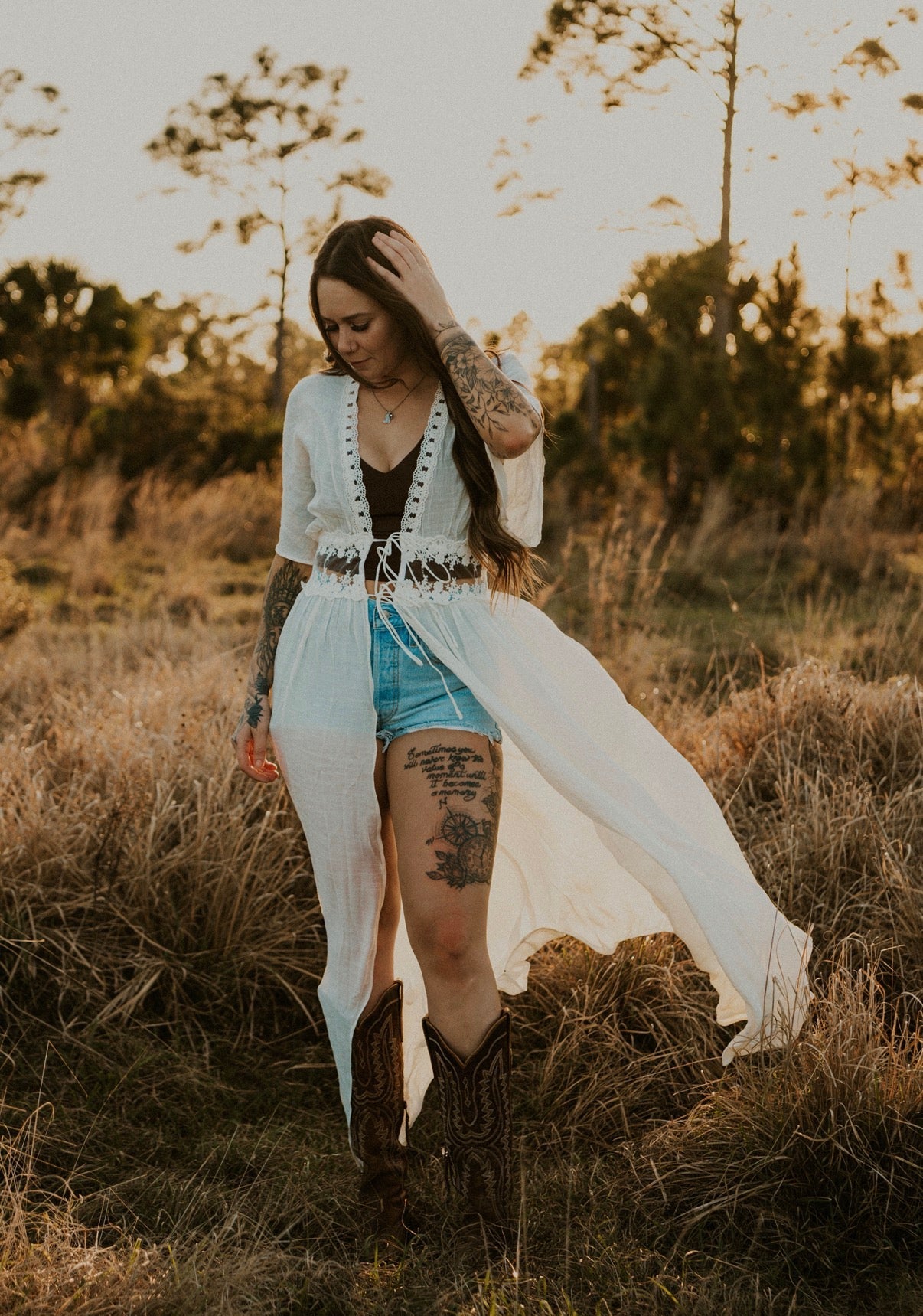 Boho Breeze Lace Long Duster