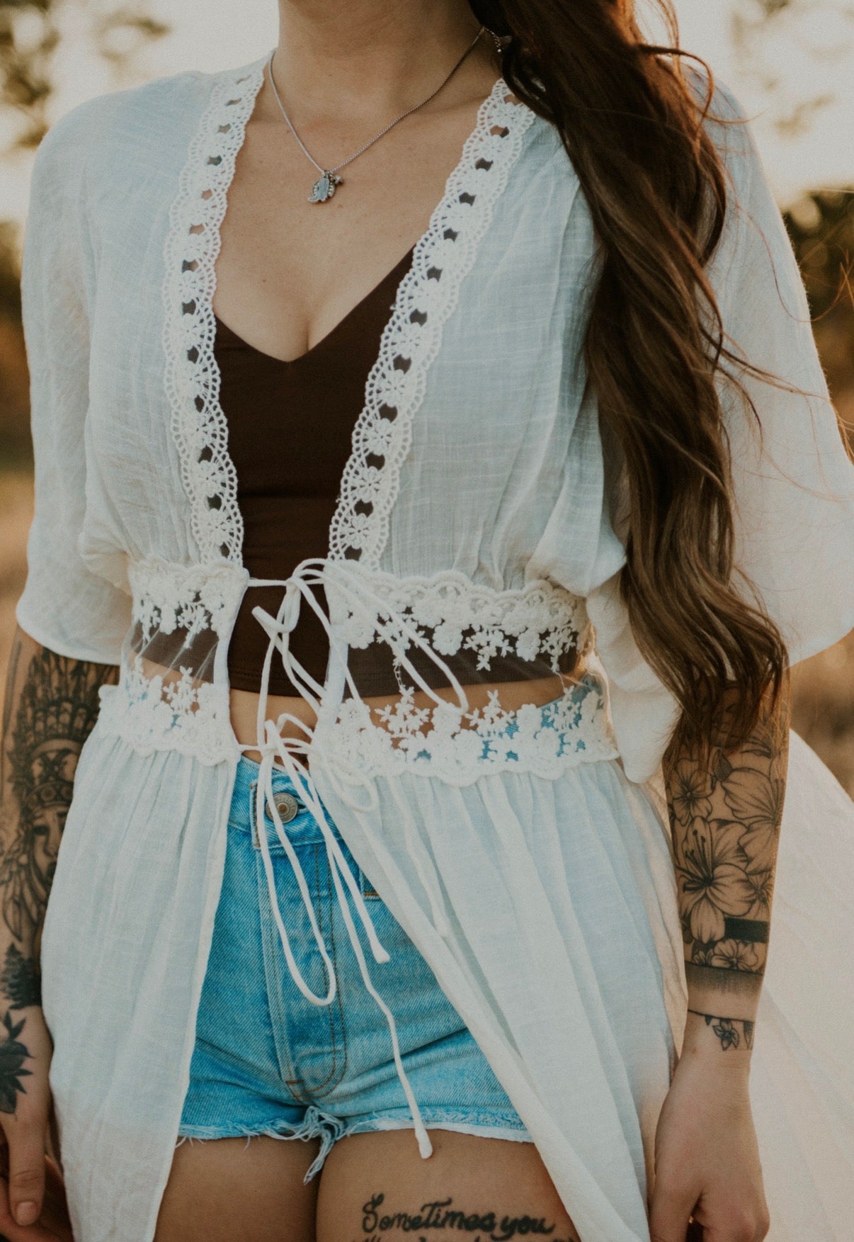 Boho Breeze Lace Long Duster