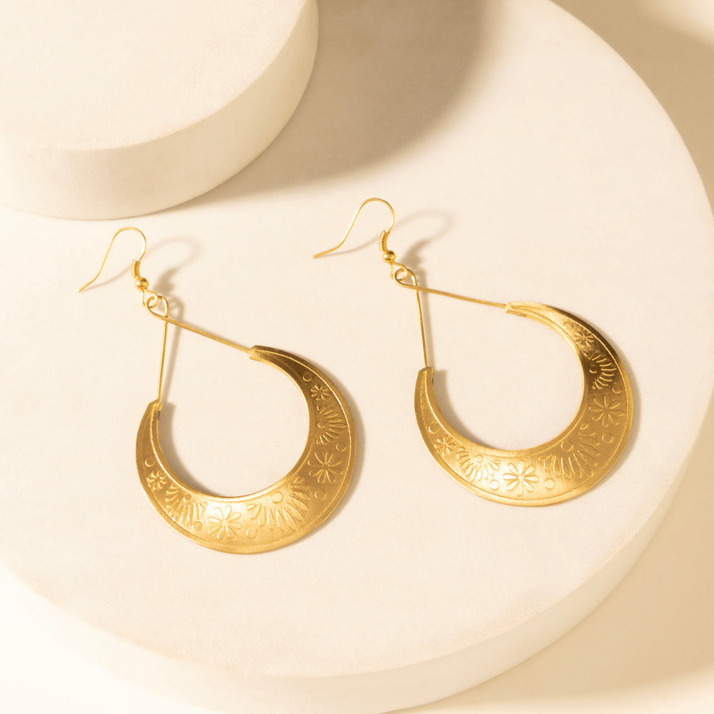 Myra Crescent Earrings in Amber