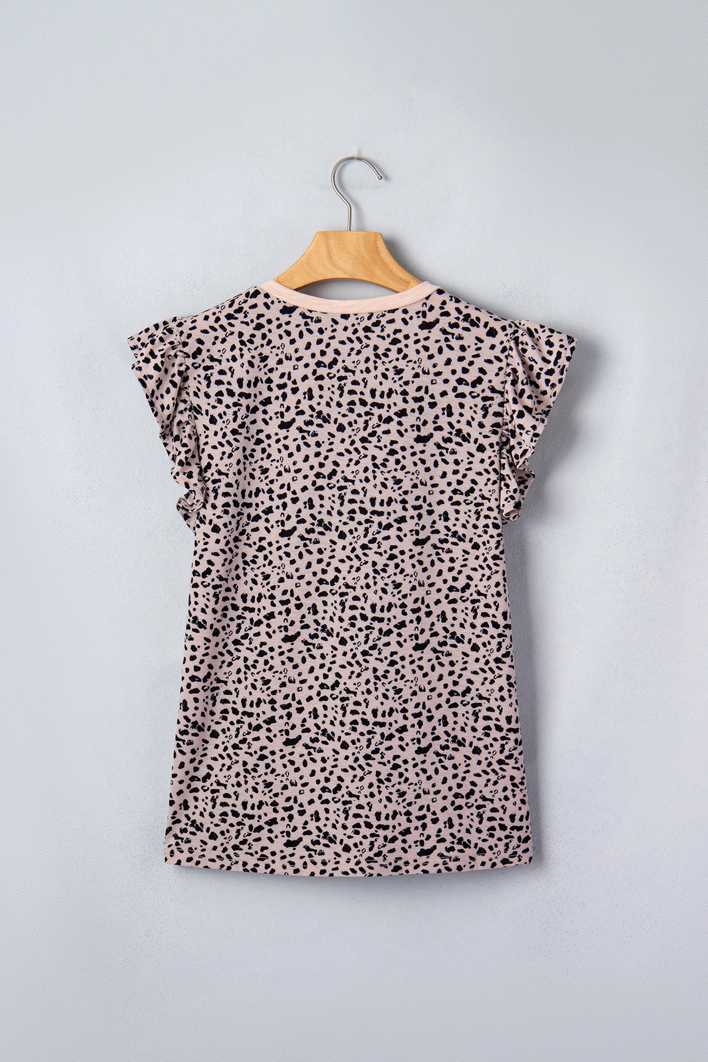 Cheetah V-Neck Ruffle Trim Tank Top