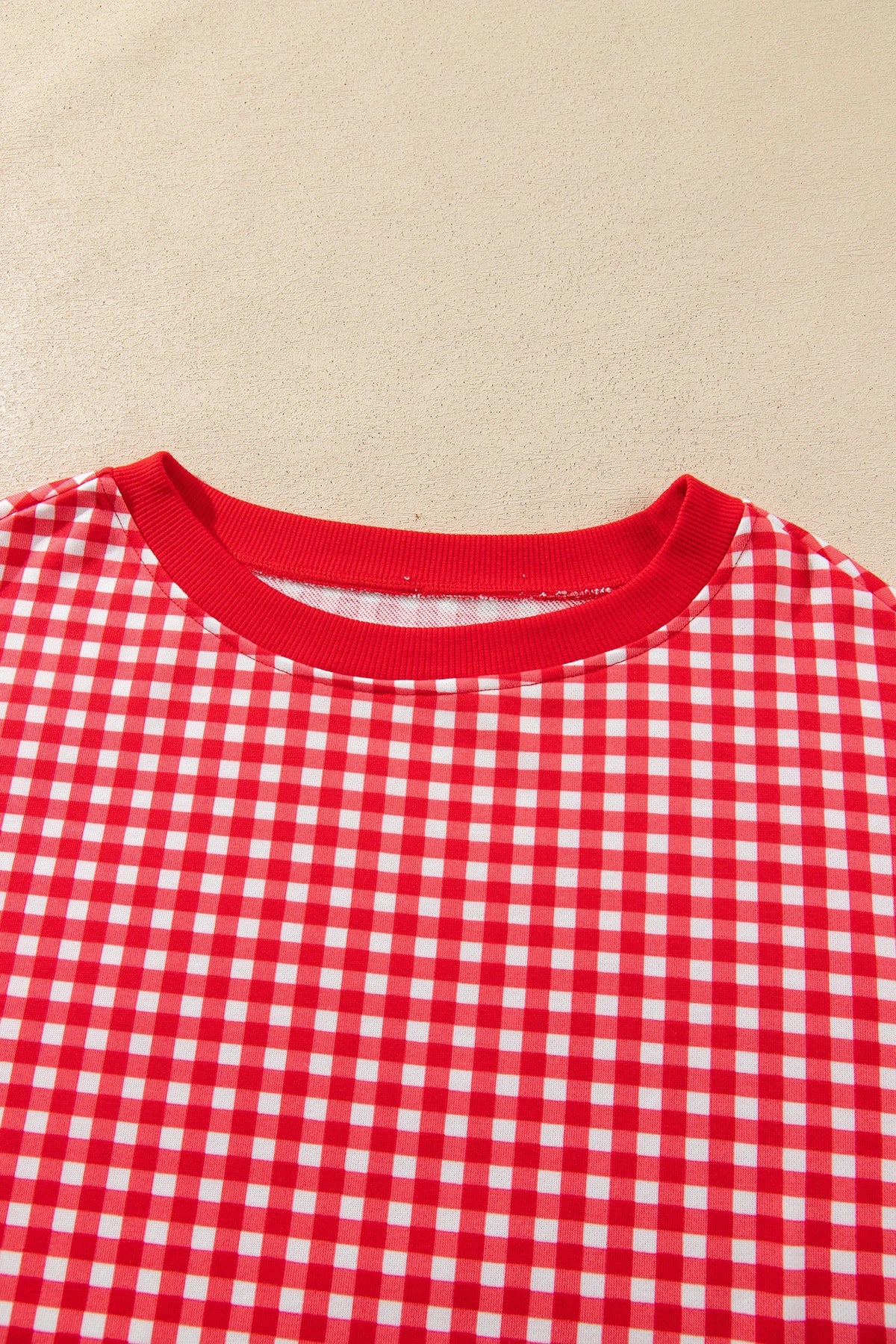 Gingham Contrast Trim Oversized Top & Skort Set