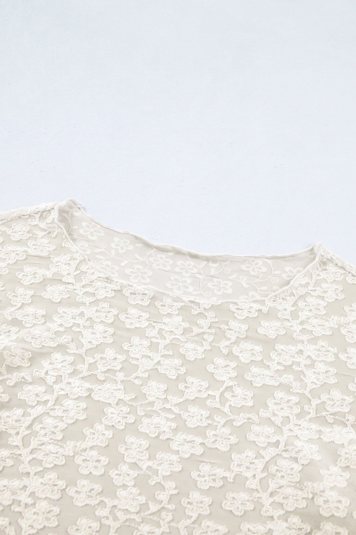 Solid Floral Textured Knit Long Sleeve Top