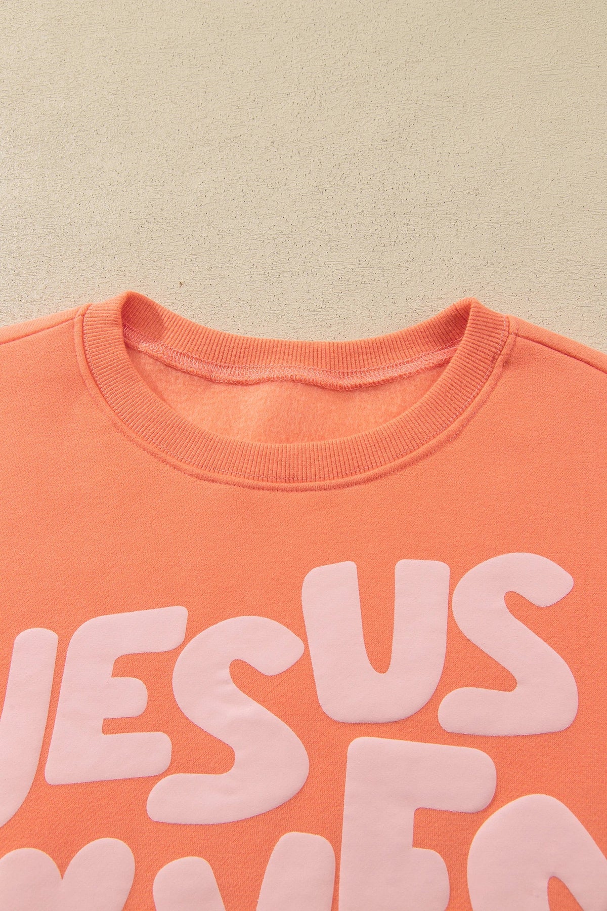 JESUS LOVES YOU Puff Letter Print Sweatshirt