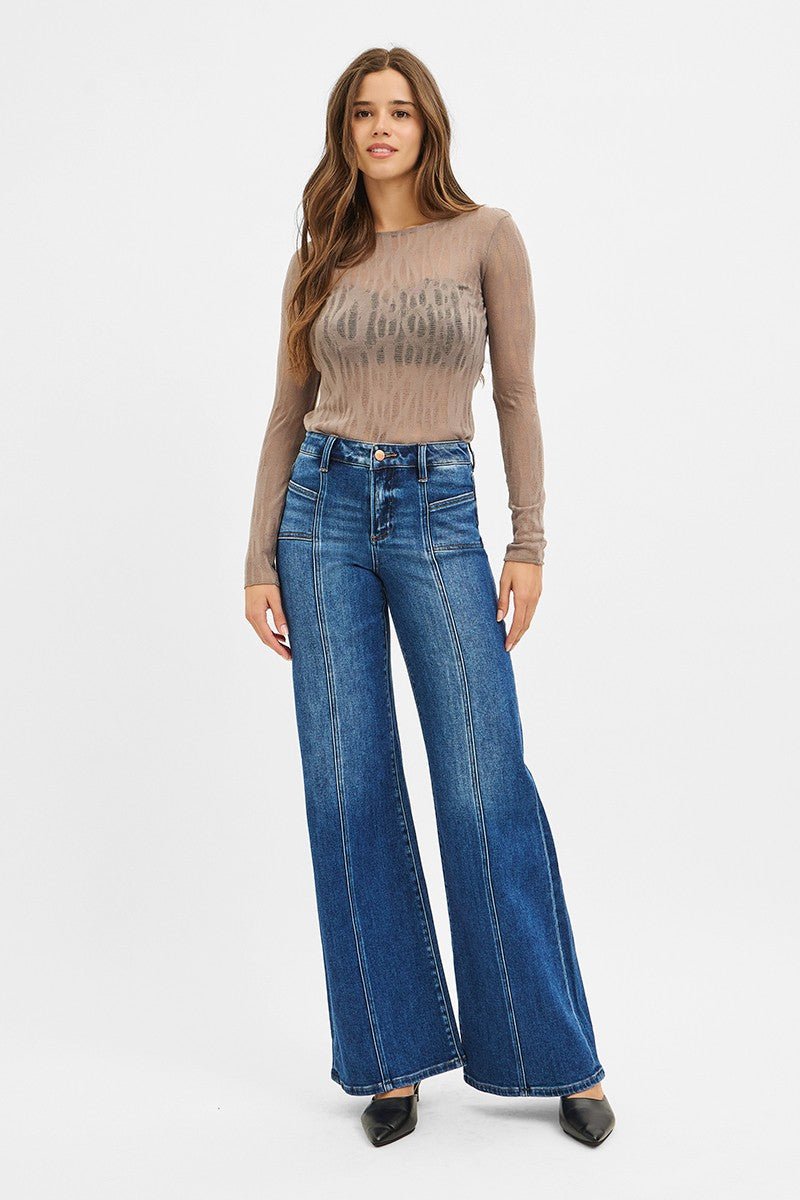 Risen Mid Rise Front Seam Wide Leg Jeans - Size 13 and 15 remaining