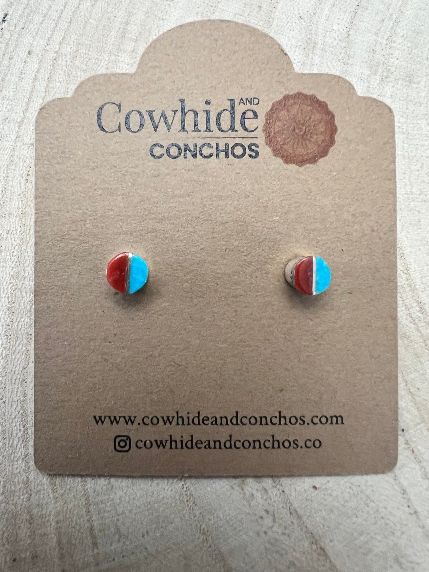 Rowena Laweka Turquoise and Coral Post Earrings