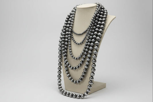 Six Row Faux Sterling Pearl Layered Necklace Set
