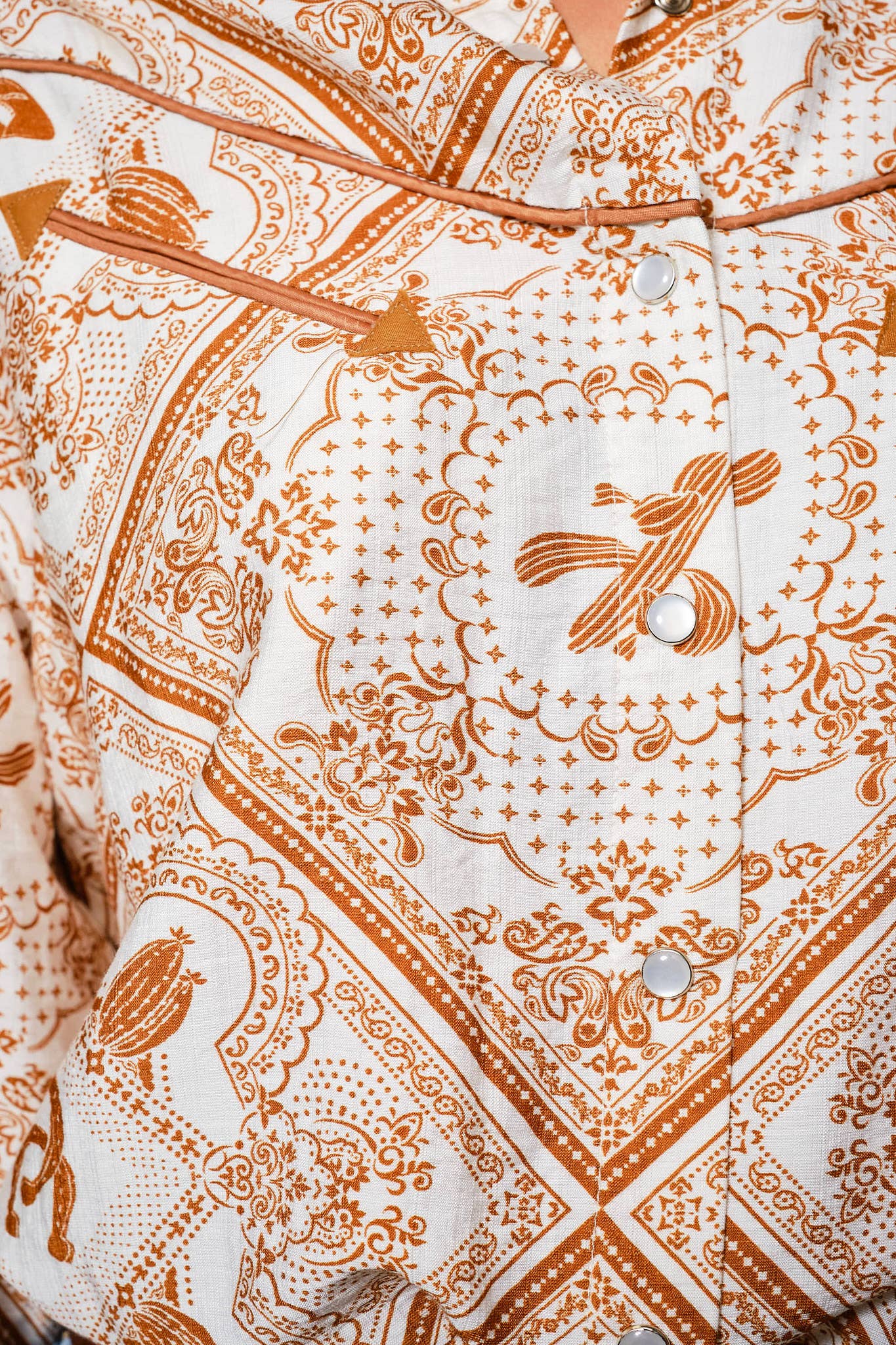 Rust Bandana Vintage Western Snap-Front Shirt